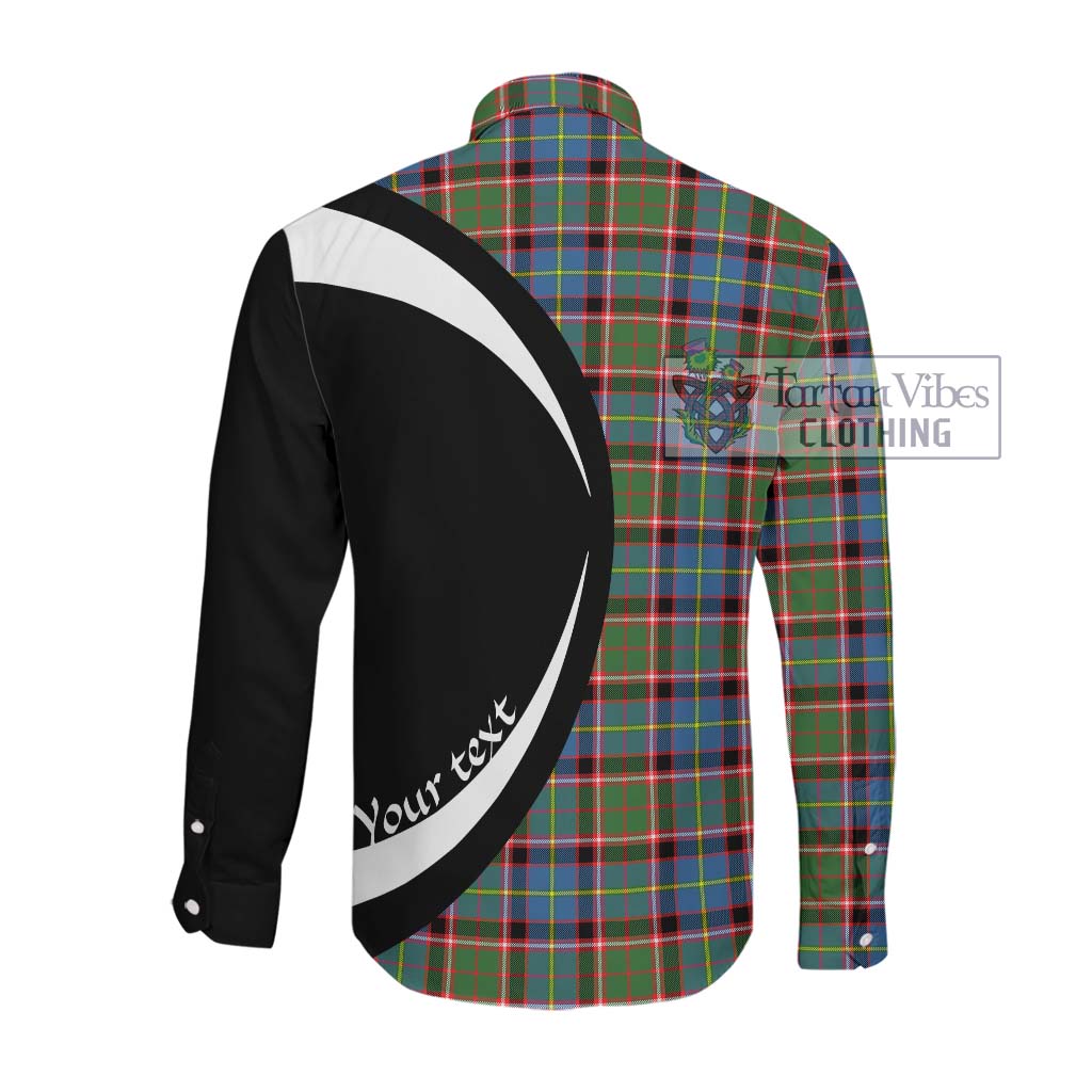 Glass Tartan Long Sleeve Button Up with Family Crest Circle Style Men's Shirt - Tartan Vibes Clothing