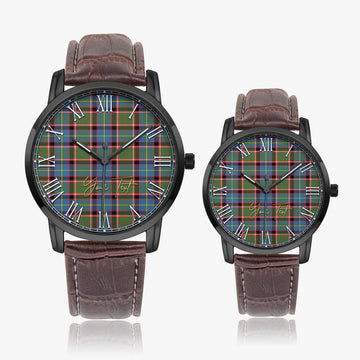 Glass Tartan Personalized Your Text Leather Trap Quartz Watch