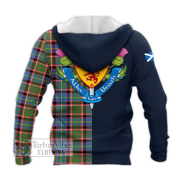 Glass Tartan Knitted Hoodie Alba with Scottish Lion Royal Arm Half Style - Tartan Vibes Clothing