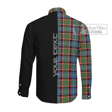 Glass Tartan Long Sleeve Button Shirt with Family Crest and Half Of Me Style Men's Shirt - Tartanvibesclothing Shop