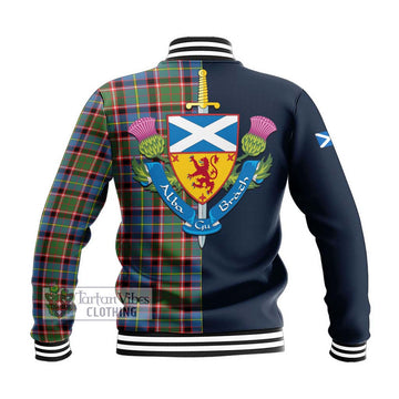 Glass Tartan Baseball Jacket Alba with Scottish Lion Royal Arm Half Style - Tartan Vibes Clothing
