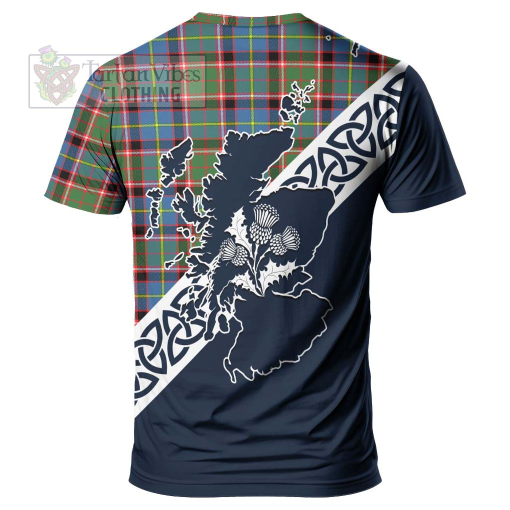 Glass Tartan T-Shirt Featuring Thistle and Scotland Map - Tartanvibesclothing Store