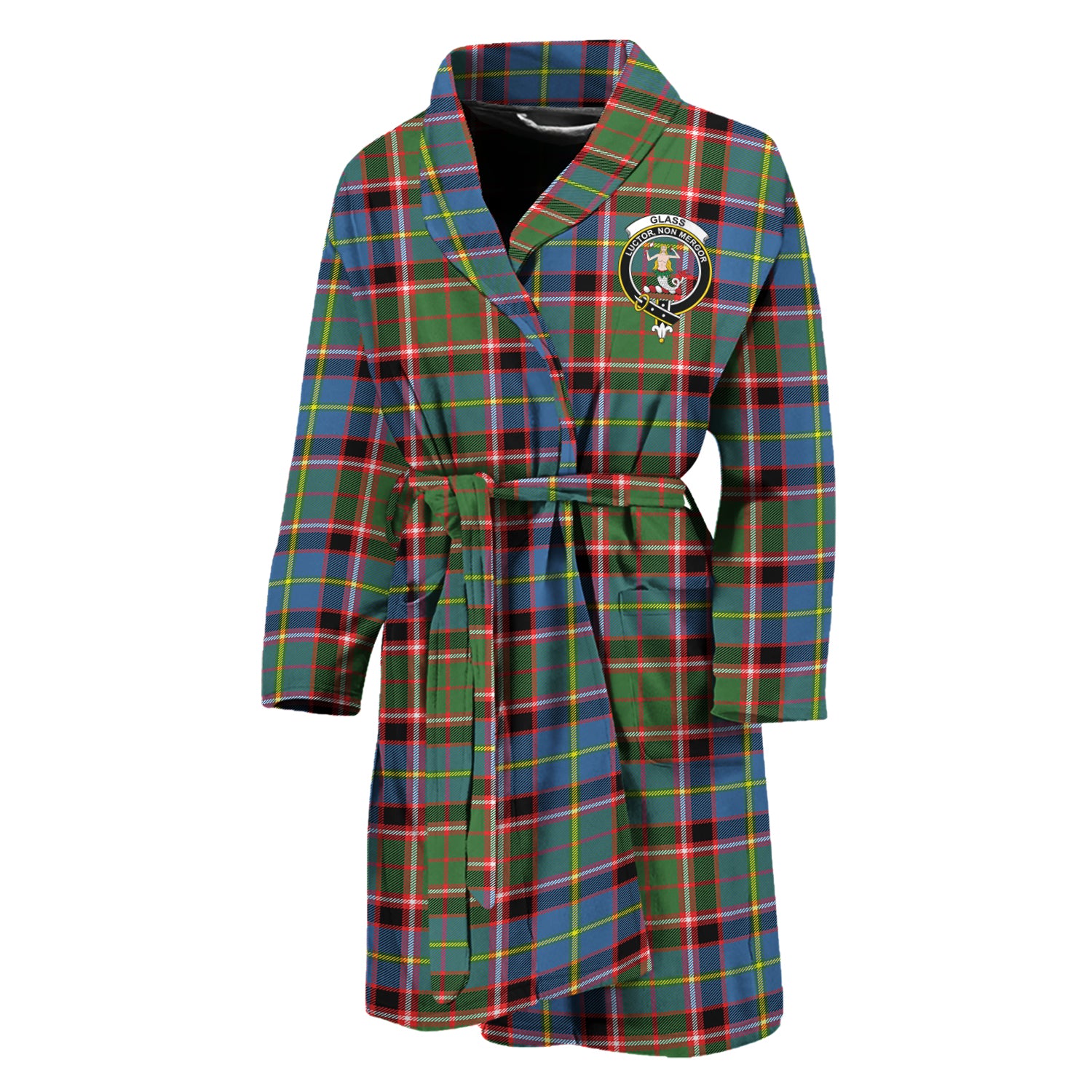 Glass Tartan Bathrobe with Family Crest Unisex M - Tartan Vibes Clothing