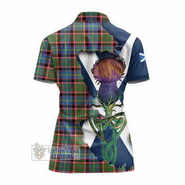 Tartan Vibes Clothing Glass Tartan Family Crest Women's Polo Shirt Scottish Thistle Celtic Inspired