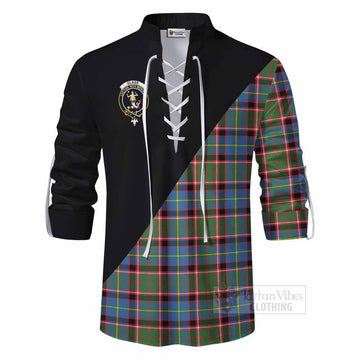 Glass Tartan Ghillie Kilt Shirt with Family Crest and Military Logo Style - Tartan Vibes Clothing