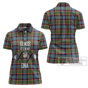 Glass Tartan Women's Polo Shirt with Family Crest DNA In Me Style - Tartan Vibes Clothing
