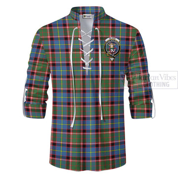 Glass Tartan Ghillie Kilt Shirt with Family Crest Celtic Skull Style - Tartan Vibes Clothing