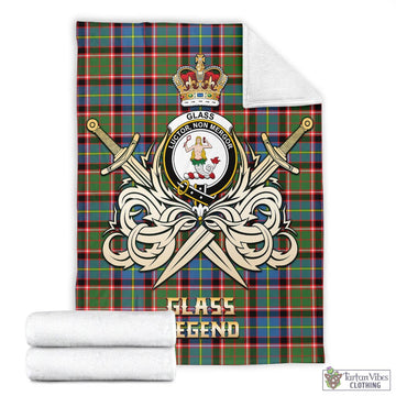 Glass Tartan Blanket with Clan Crest and the Golden Sword of Courageous Legacy