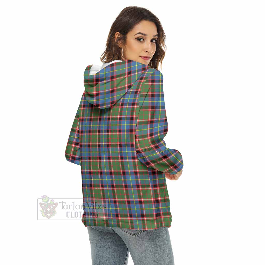 Glass Tartan Women's Borg Fleece Hoodie with Half Zip - Tartan Vibes Clothing