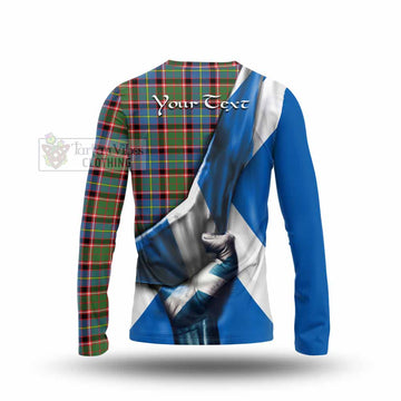 Tartan Vibes Clothing Glass Tartan Long Sleeve T-Shirt with Family Crest Scotland Patriotic Style