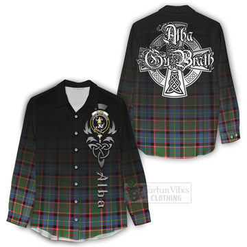 Glass Tartan Women's Casual Shirt Featuring Alba Gu Brath Family Crest Celtic Inspired - Tartan Vibes Clothing