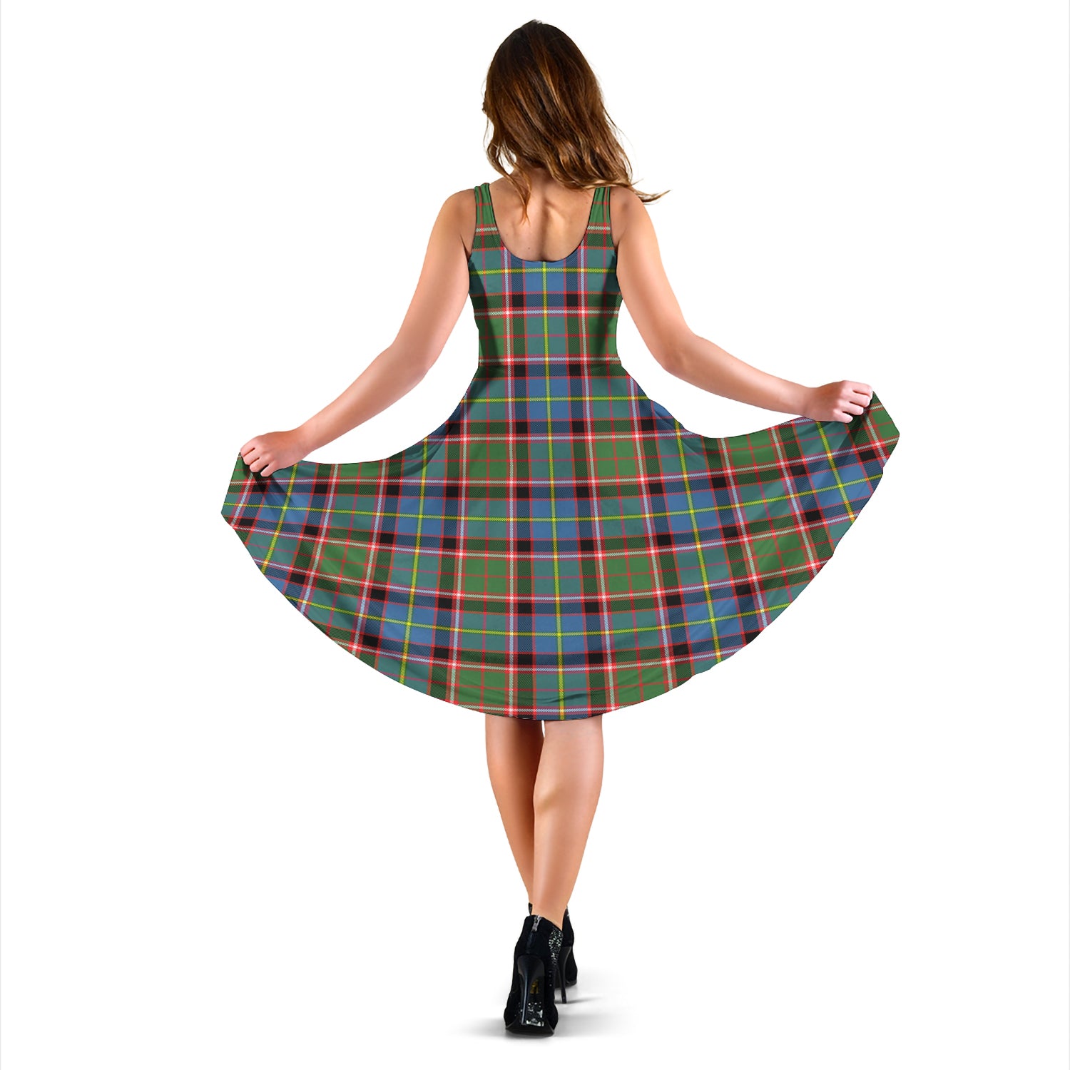 Glass Tartan Sleeveless Midi Womens Dress - Tartan Vibes Clothing