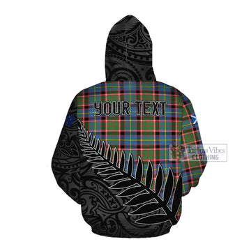Tartan Vibes Clothing Glass Crest Tartan Cotton Hoodie with New Zealand Silver Fern Half Style