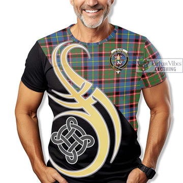 Glass Tartan T-Shirt with Family Crest and Celtic Symbol Style - Tartan Vibes Clothing