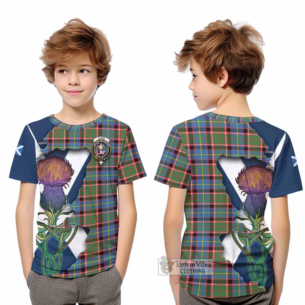 Glass Tartan Family Crest Kid T-Shirt Scottish Thistle Celtic Inspired - Tartan Vibes Clothing