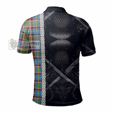 Glass Tartan Polo Shirt with Family Crest Cross Sword Thistle Celtic Vibes - Tartan Vibes Clothing