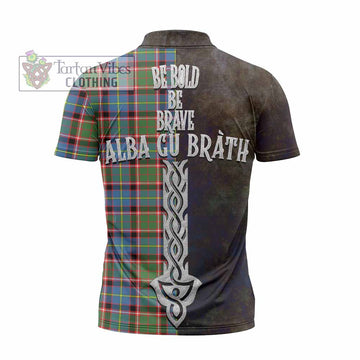 Tartan Vibes Clothing Glass Tartan Family Crest Zipper Polo Shirt Alba Gu Brath Be Brave Lion Ancient Style