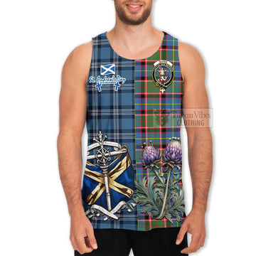 Glass Tartan Men's Tank Top Happy St. Andrew's Day Half Tartan Style - Tartan Vibes Clothing