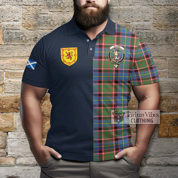 Glass Tartan Polo Shirt Alba with Scottish Lion Royal Arm Half Style - Tartan Vibes Clothing