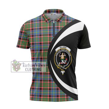 Tartan Vibes Clothing Glass Tartan Zipper Polo Shirt with Family Crest Circle Style