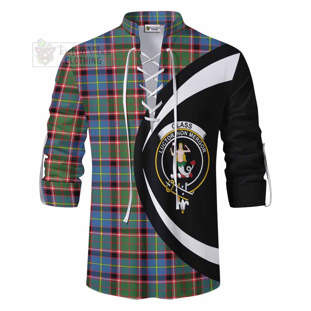 Tartan Vibes Clothing Glass Tartan Ghillie Kilt Shirt with Family Crest Circle Style