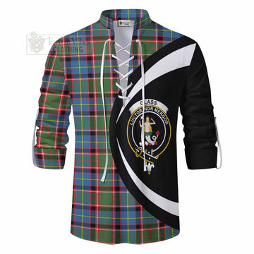 Tartan Vibes Clothing Glass Tartan Ghillie Kilt Shirt with Family Crest Circle Style