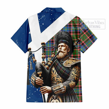 Glass Tartan Hawaiian Shirt with Family Crest Scottish Bagpiper Vibes - Tartan Vibes Clothing