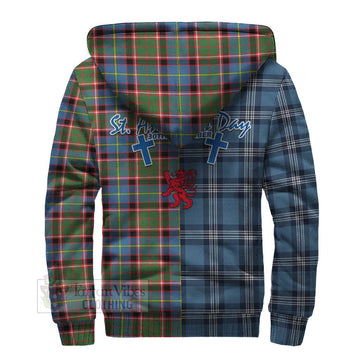 Glass Tartan Sherpa Hoodie Happy St. Andrew's Day Half Tartan Style - Tartan Vibes Clothing