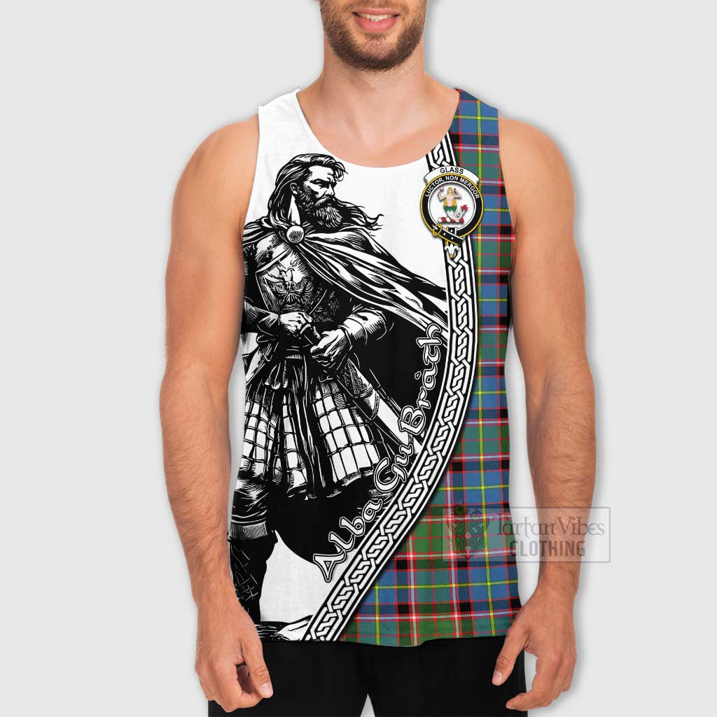 Glass Tartan Clan Crest Men's Tank Top with Highlander Warrior Celtic Style - Tartan Vibes Clothing
