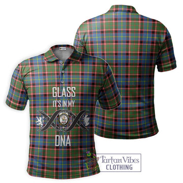 Glass Tartan Polo Shirt with Family Crest DNA In Me Style - Tartan Vibes Clothing
