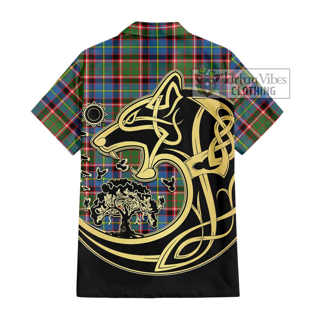 Glass Tartan Hawaiian Shirt with Family Crest Celtic Wolf Style - Tartan Vibes Clothing
