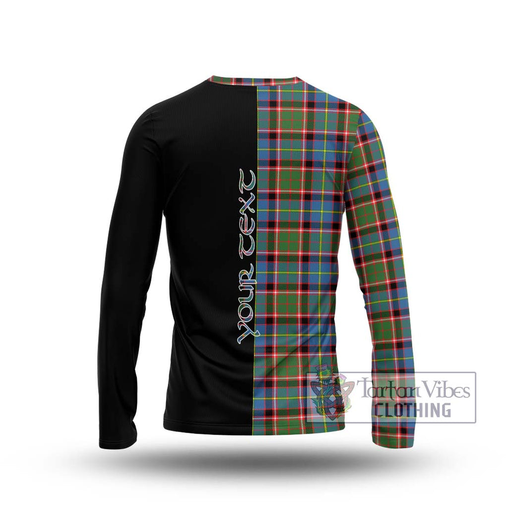 Glass Tartan Long Sleeve T-Shirt with Family Crest and Half Of Me Style - Tartanvibesclothing Shop