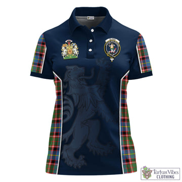 Glass Tartan Women's Polo Shirt with Family Crest and Lion Rampant Vibes Sport Style