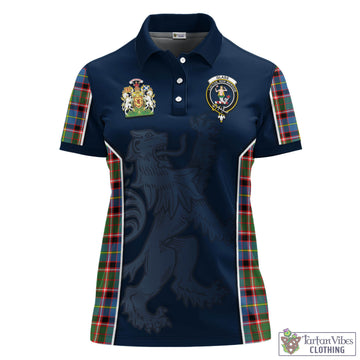 Glass Tartan Women's Polo Shirt with Family Crest and Lion Rampant Vibes Sport Style - Tartan Vibes Clothing