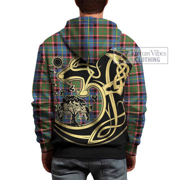 Glass Tartan Hoodie with Family Crest Celtic Wolf Style - Tartan Vibes Clothing