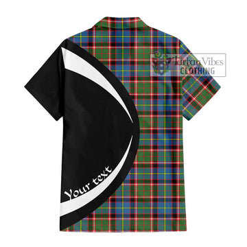 Glass Tartan Short Sleeve Button Up with Family Crest Circle Style - Tartan Vibes Clothing