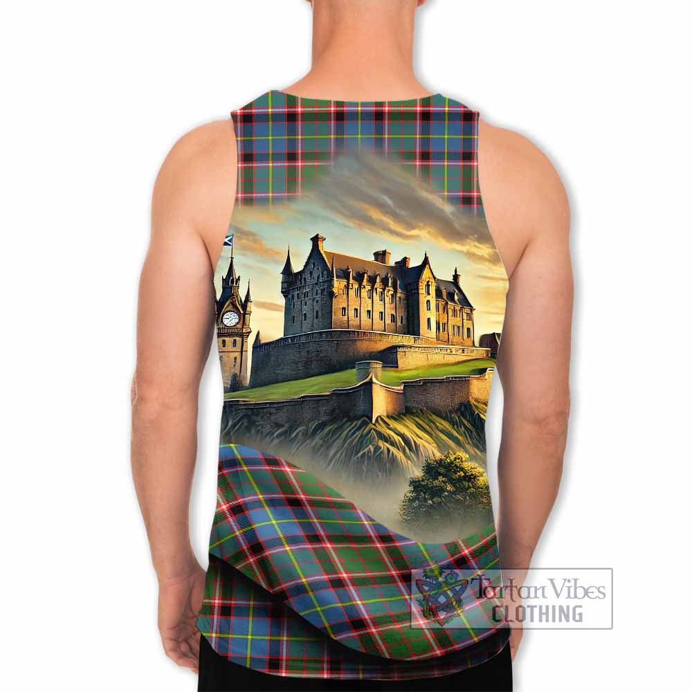 Glass Tartan Family Crest Men's Tank Top with Scottish Ancient Castle Style - Tartan Vibes Clothing