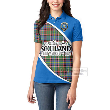 Glass Family Crest Tartan Women's Polo Shirt Celebrate Saint Andrew's Day in Style - Tartan Vibes Clothing