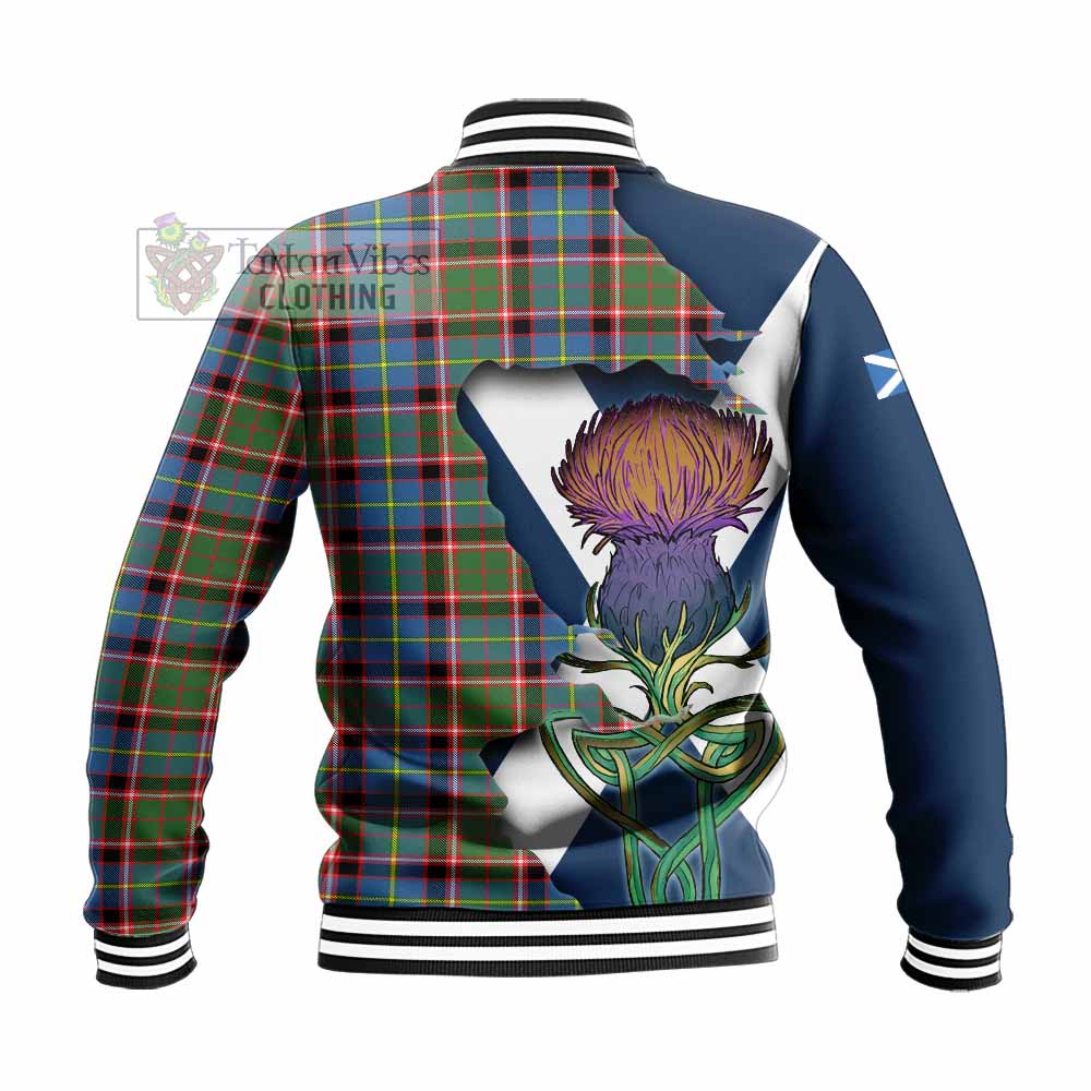 Glass Tartan Family Crest Baseball Jacket Scottish Thistle Celtic Inspired - Tartan Vibes Clothing