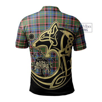 Glass Tartan Polo Shirt with Family Crest Celtic Wolf Style - Tartan Vibes Clothing
