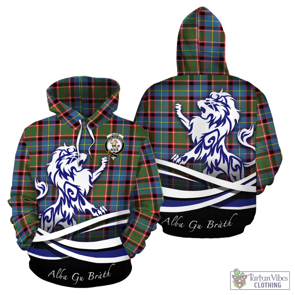 Glass Tartan Hoodie with Alba Gu Brath Regal Lion Emblem - Tartan Vibes Clothing