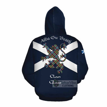 Glass Tartan Lion Rampant Cotton Hoodie Proudly Display Your Heritage with Alba Gu Brath and Clan Name Pullover Hoodie - Tartan Vibes Clothing