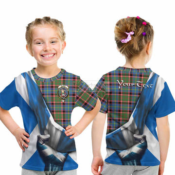 Tartan Vibes Clothing Glass Tartan Kid T-Shirt with Family Crest Scotland Patriotic Style