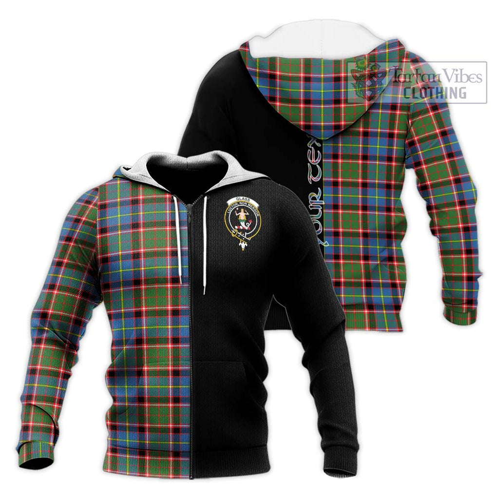 Glass Tartan Knitted Hoodie with Family Crest and Half Of Me Style Unisex Knitted Zip Hoodie - Tartanvibesclothing Shop