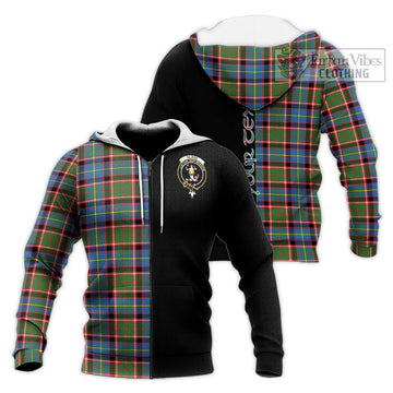Glass Tartan Knitted Hoodie with Family Crest and Half Of Me Style Unisex Knitted Zip Hoodie - Tartanvibesclothing Shop