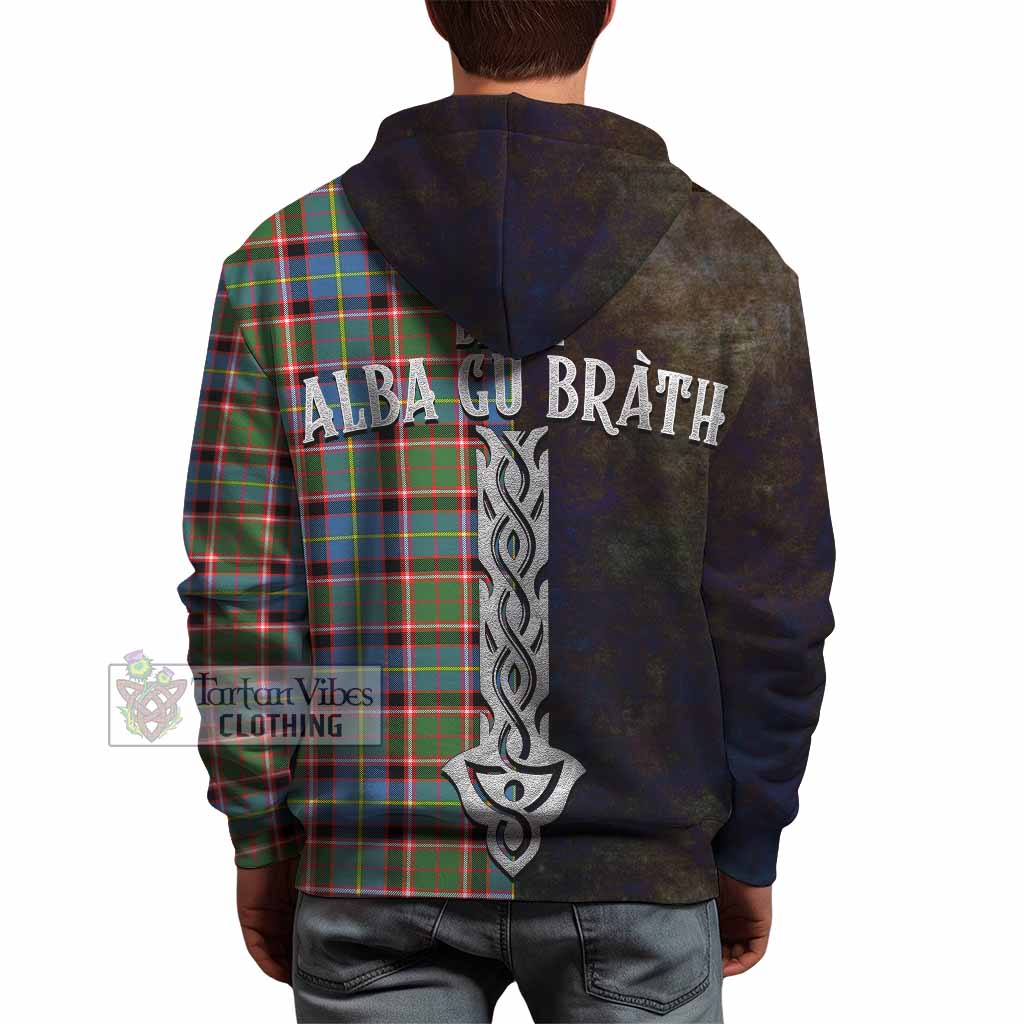Tartan Vibes Clothing Glass Tartan Family Crest Hoodie Alba Gu Brath Be Brave Lion Ancient Style