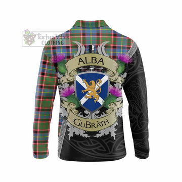Glass Tartan Family Crest Long Sleeve Polo Shirt Lion Rampant Royal Thistle Shield Celtic Inspired - Tartan Vibes Clothing