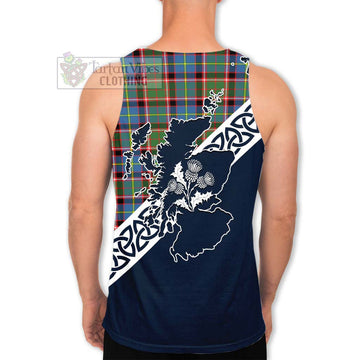 Glass Tartan Men's Tank Top Featuring Thistle and Scotland Map - Tartan Vibes Clothing