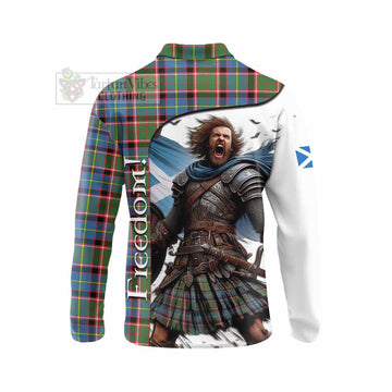 Glass Crest Tartan Long Sleeve Polo Shirt Inspired by the Freedom of Scottish Warrior - Tartan Vibes Clothing