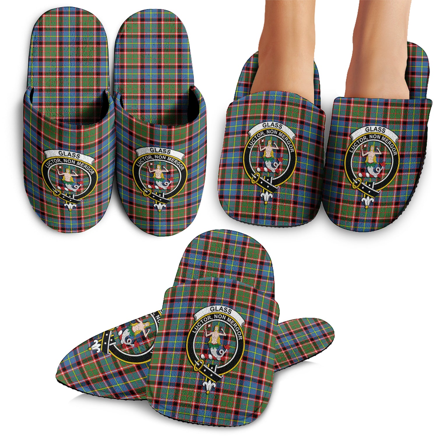 Glass Tartan Home Slippers with Family Crest - Tartan Vibes Clothing